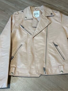 Zara Girls Blush Pink Faux Leather Jacket